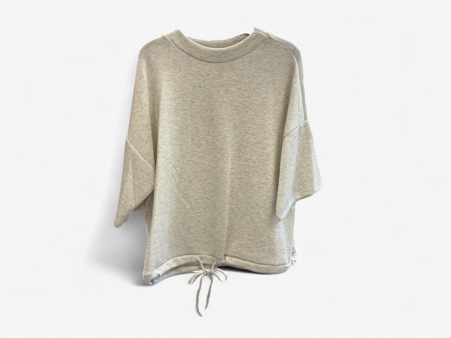 Grey Drawstring Heathered Shortsleeved Top