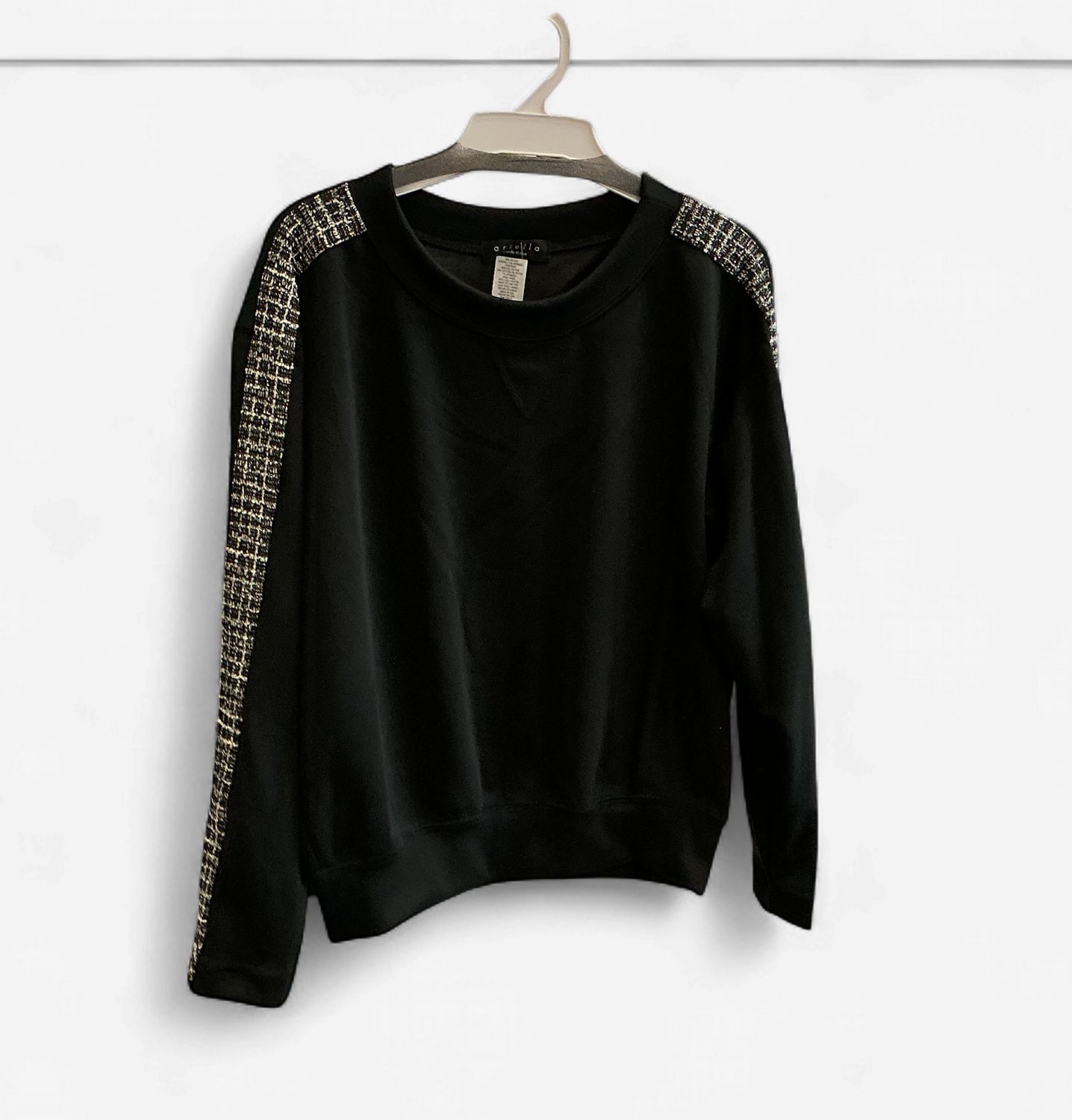 Black Tweed Scuba Top