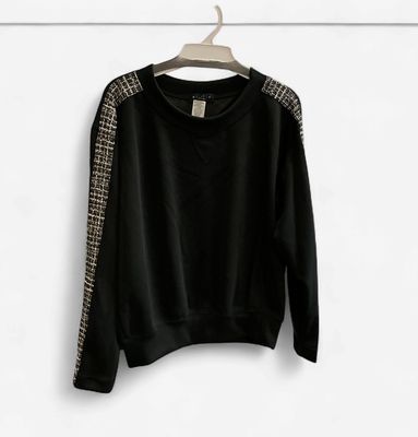 Black Tweed Scuba Top