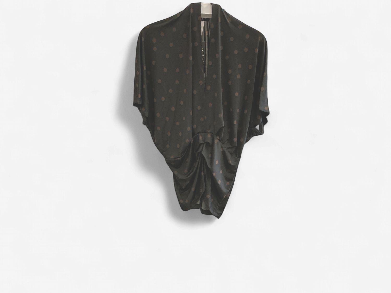 Polka Dot Ruched Waist V-Neck