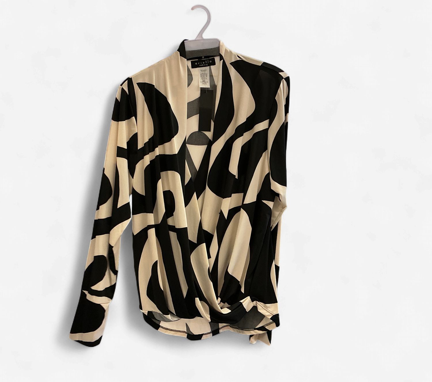 Black Cream Surplice Top