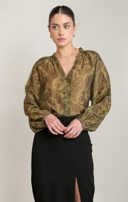 Olive Paisley Blouse