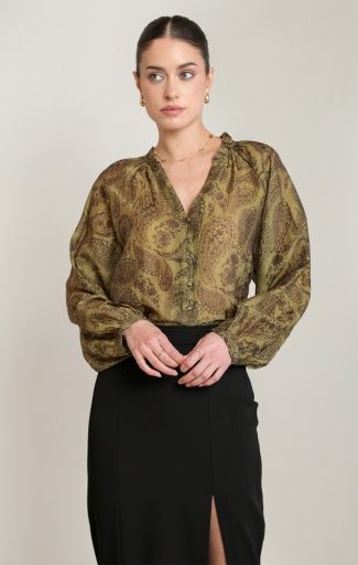 Olive Paisley Blouse, Colour: PAISELY OLIVE, Size: XSmall