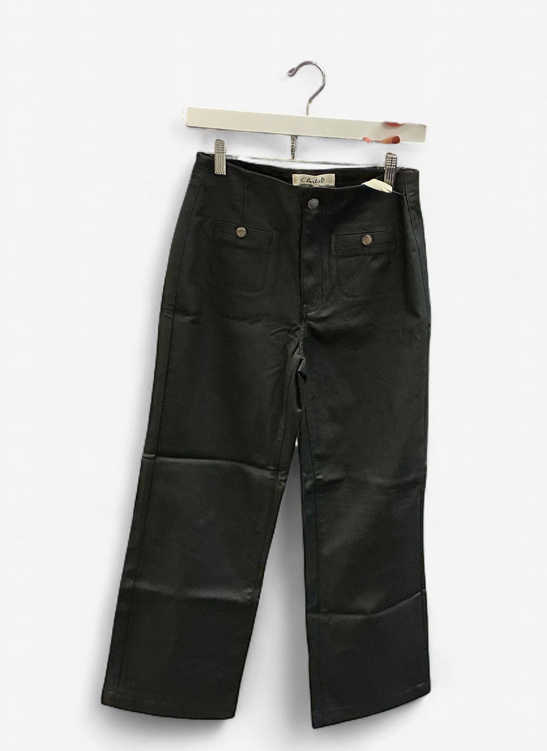 Black waxed Twill Flare Pants