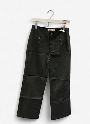 Black waxed Twill Flare Pants