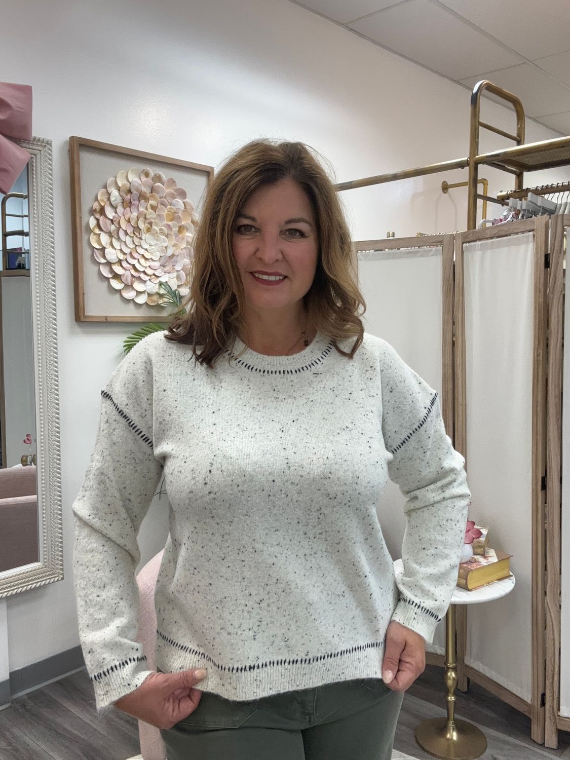 Contrast Whipstitch Sweater