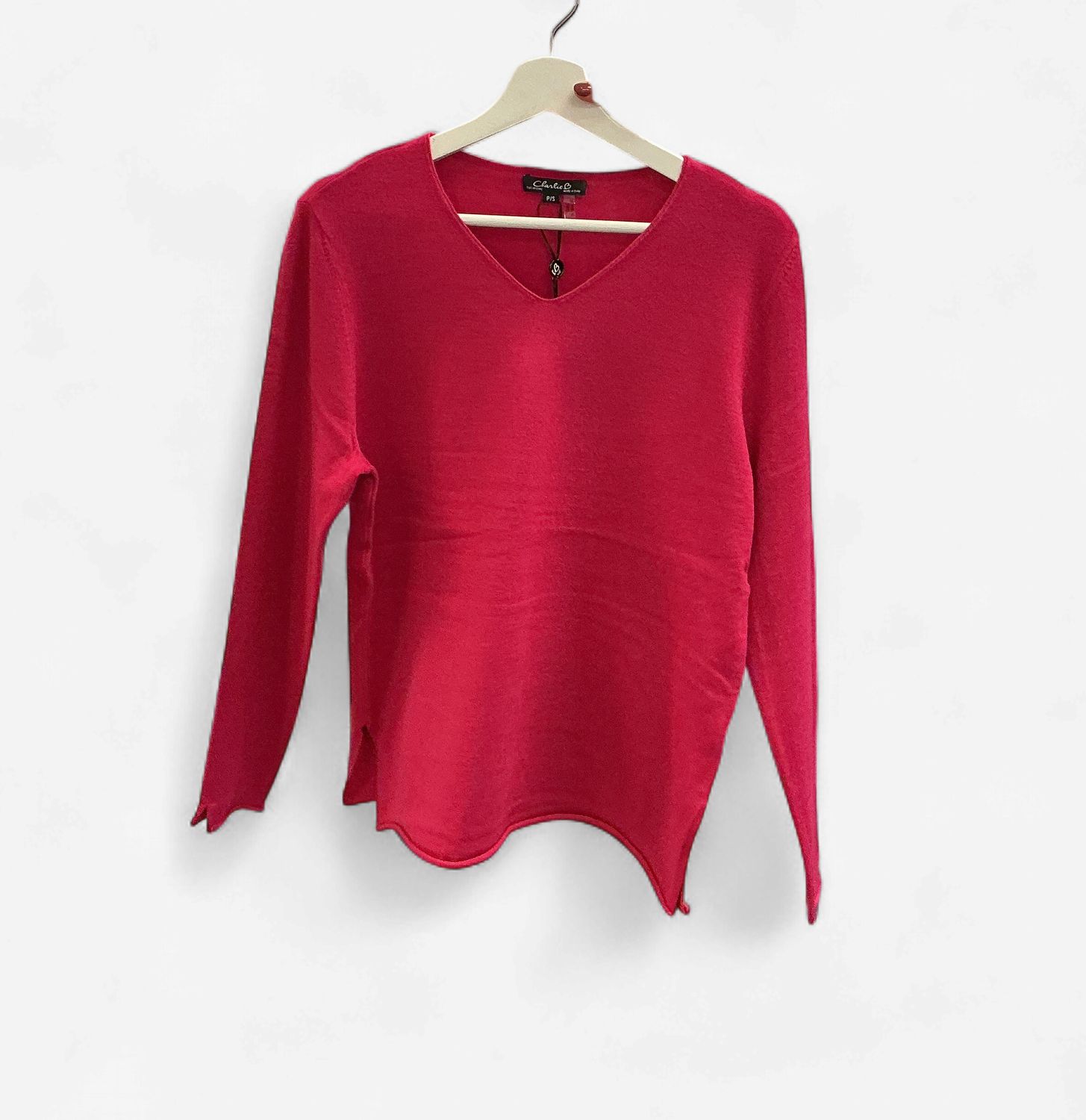 Hot Pink VNeck Sweater