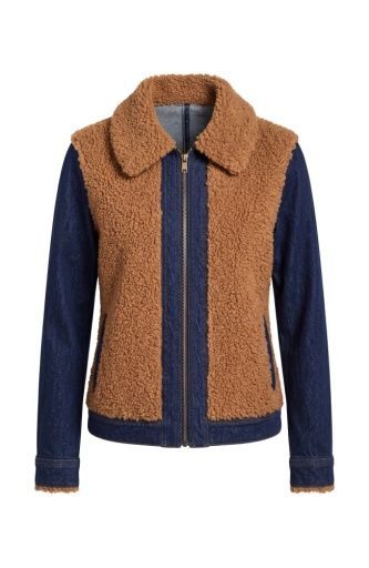 sherpa denim jacket, Size: XS