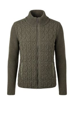 long slv zip front quilted sweater jacket