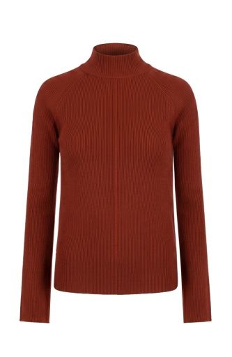long slv turtleneck sweater, Colour: auburn rust, Size: XS