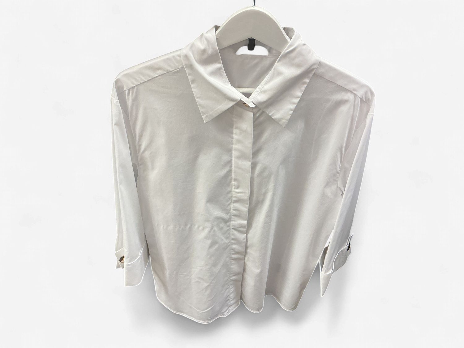 White Blouse w Gold Buttons, Size: XSmall