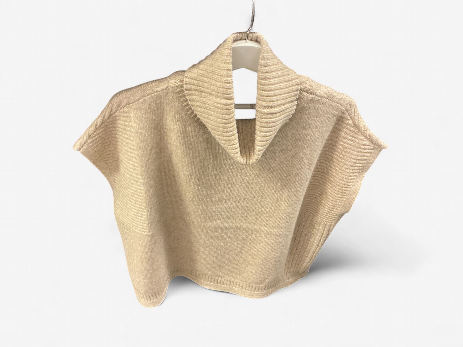 Tan Turtle Neck Sleeveless  Sweater, Size: XSmall