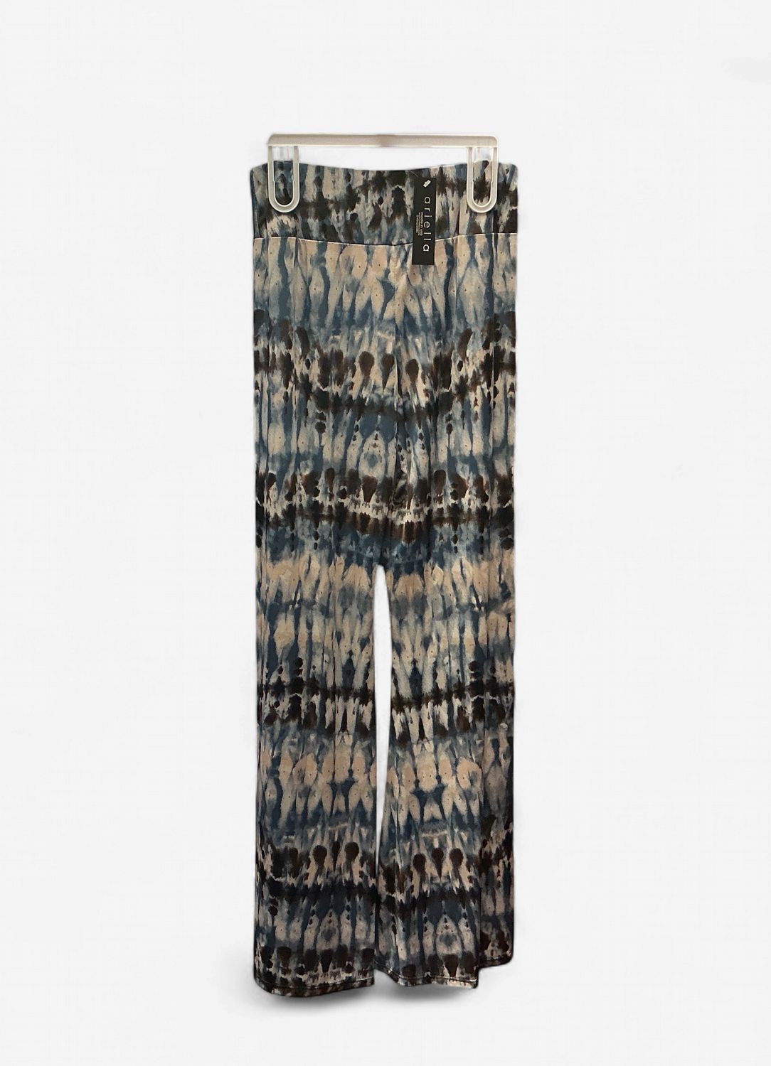 Blue Brown Printed Palazzo Pants, Size: Small