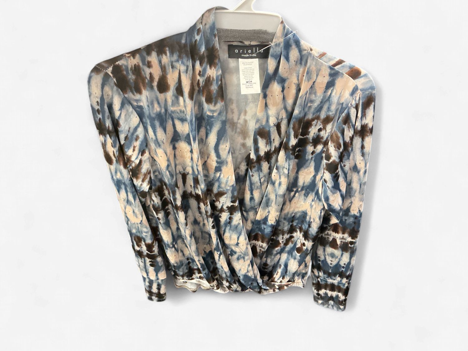 Blue Brown Printed Top, Size: Small
