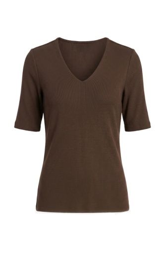 1/2 slv v-neck double layer front knit top, Colour: dk espresso, Size: XXL