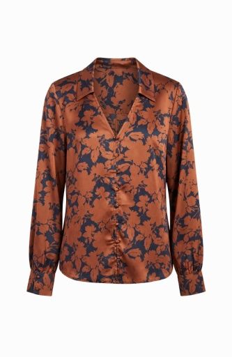 long slv button front wvn blouse, Size: S