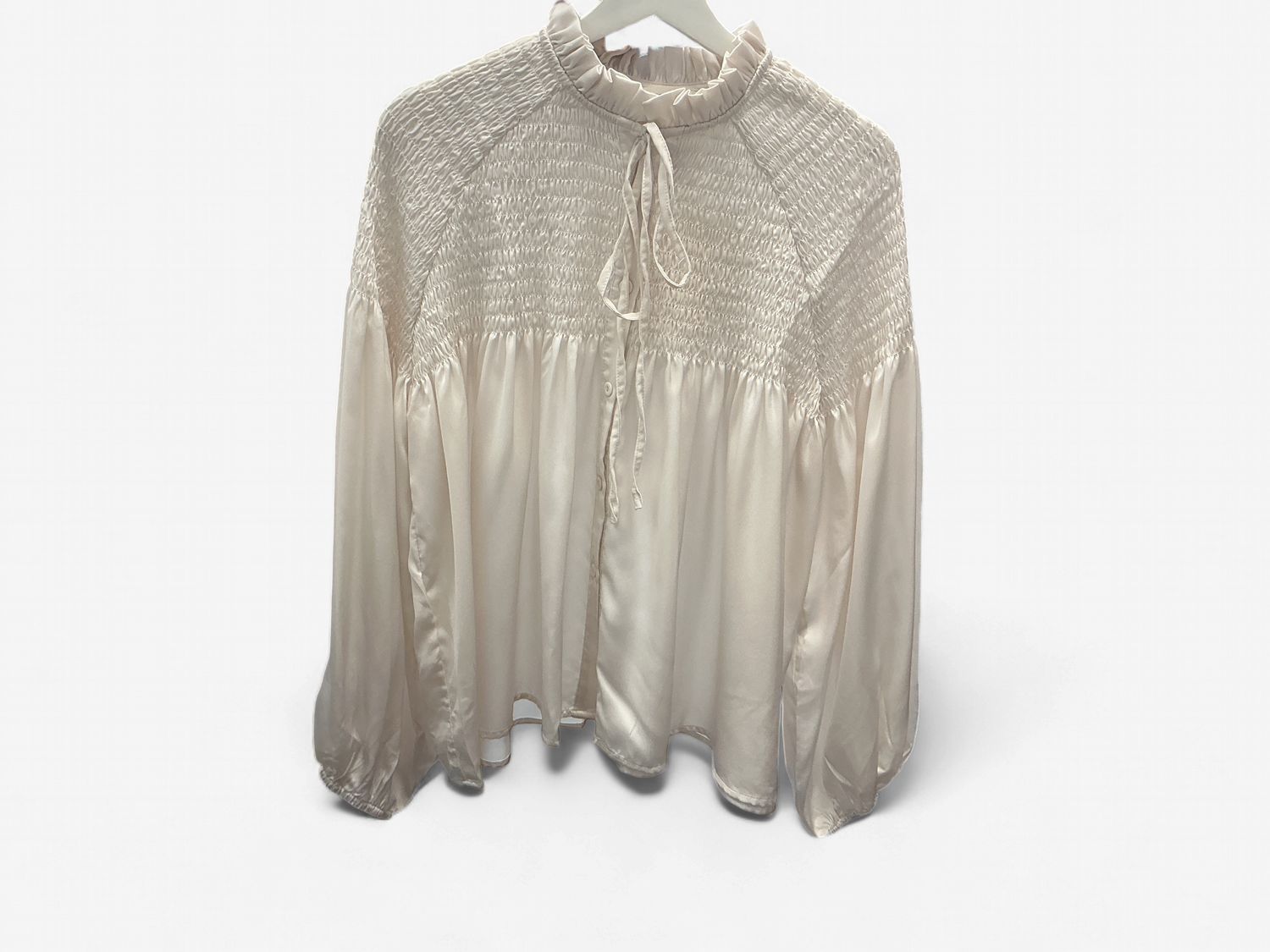 Cream Balloon Sleeve Top, Size: Small