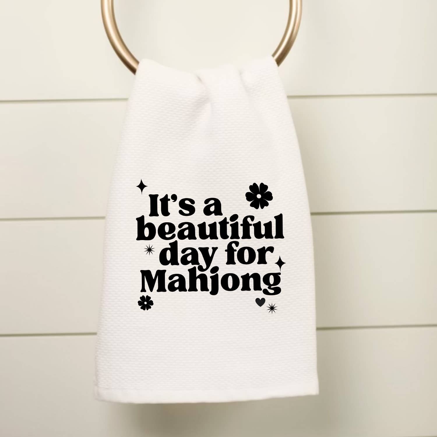 It's a Beautiful Day for Mahjong - Kitchen Towels, Color: Waffle