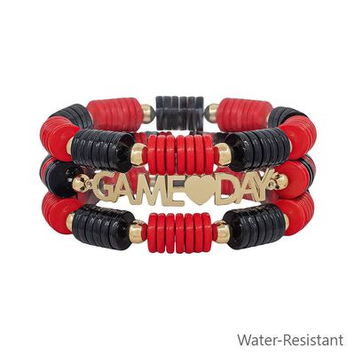 Red and Black Gameday Set of 3 Stretch Bracelets