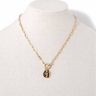 Cross Disk Pendant Toggle Necklace