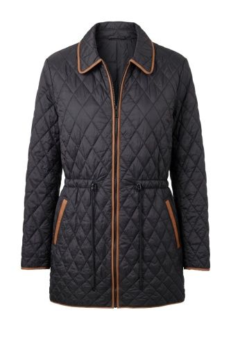 zip front quilted cost w/ cinched waist, Size: XL