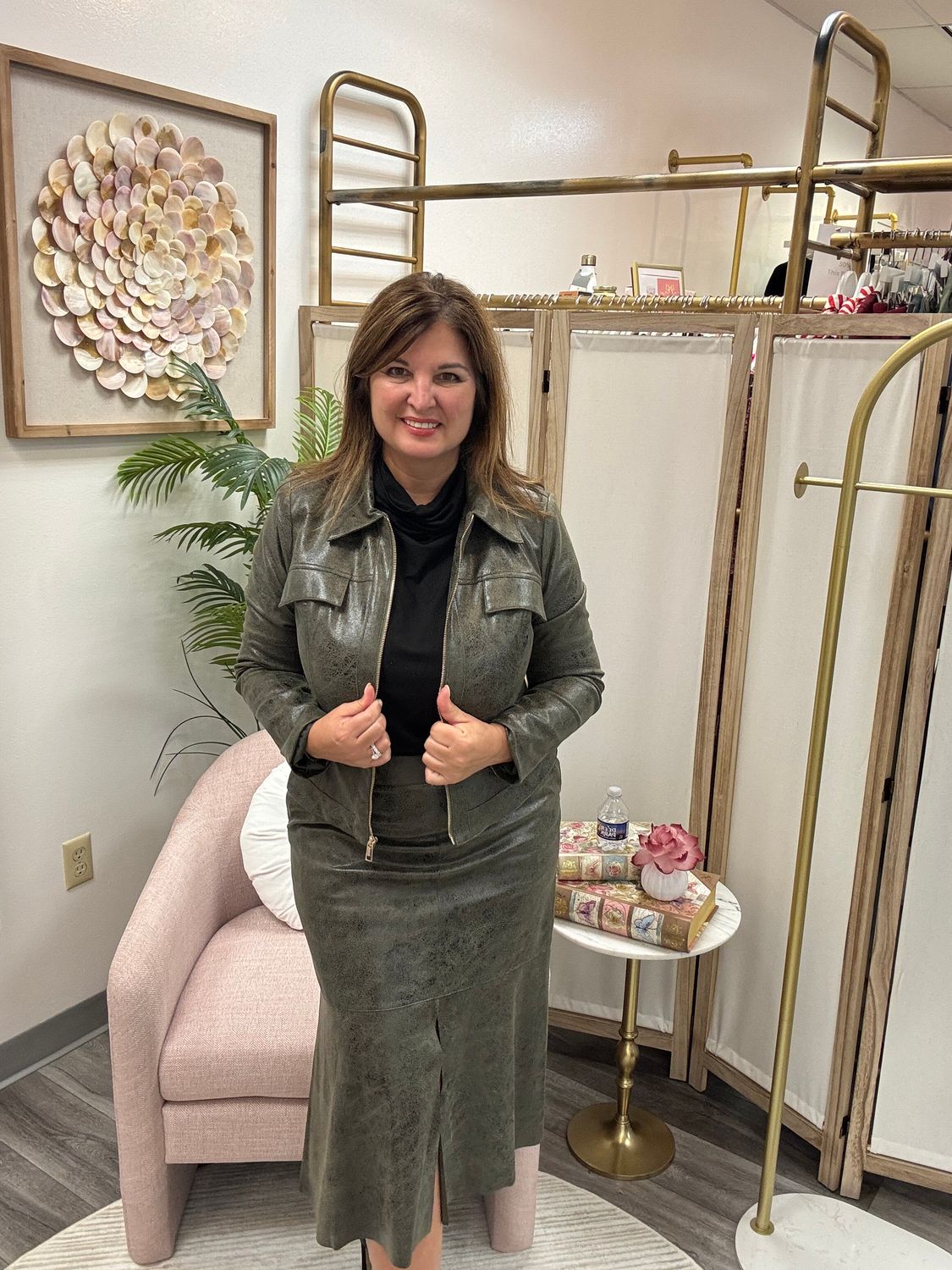 Vegan Leather Olive Green Jacket, Size: Small