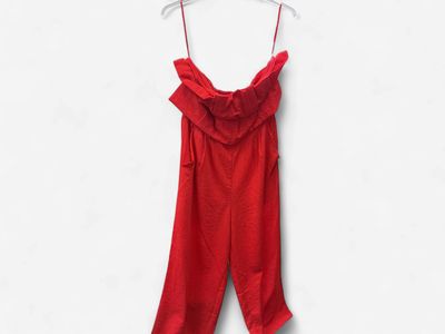 Red Strapless Jumpsuit