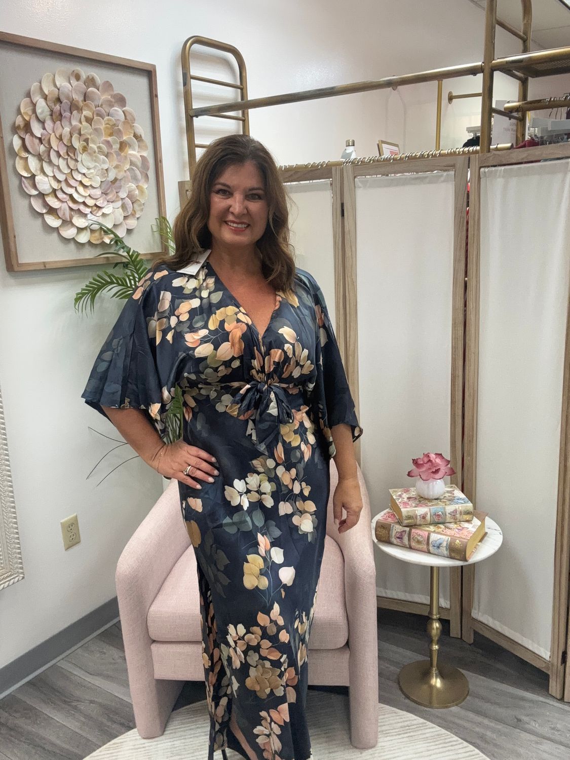 Navy Kimono Style Dress, Size: Small