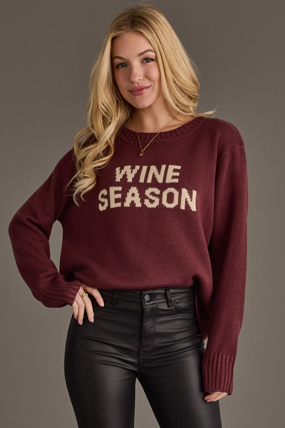 Burgundy Wine Season Sweater, Size: Small