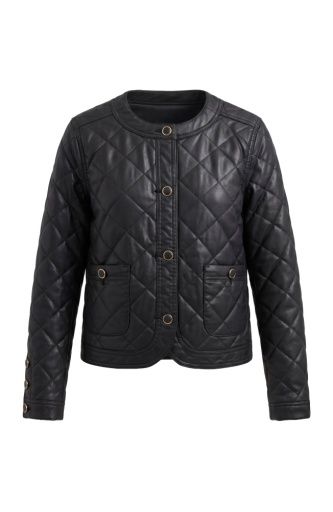 quilted collarless jacket, Size: XS