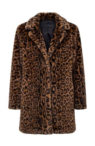 collared faux fur coat, Size: XL