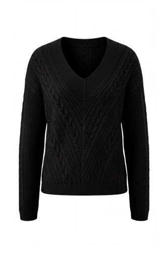 long slv vneck drop shoulder sweater, Colour: black, Size: 1X