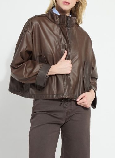 mina oversized washed vegan leather coat, Size: L/XL