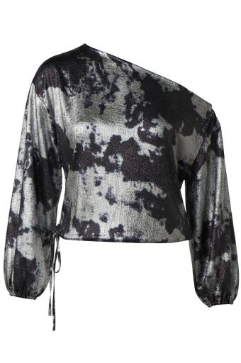 long slv one shoulder wvn top w/ ties, Size: XS