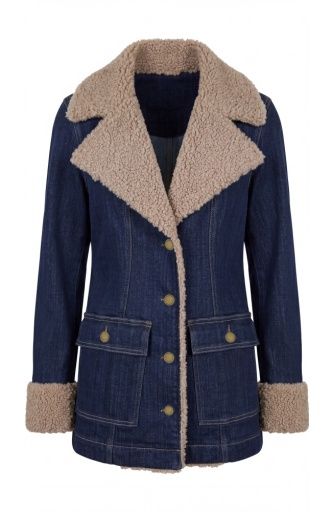sherpa trimmed notch collar jacket 28" hps, Size: XS