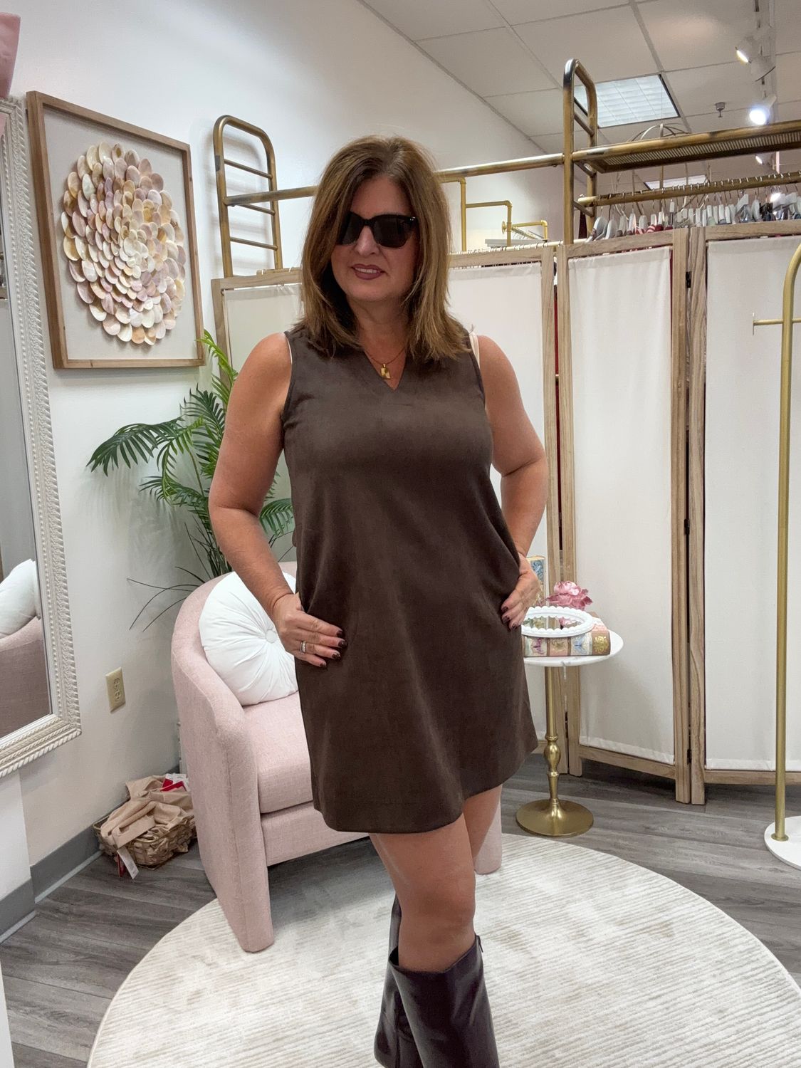 Brown Suede Dress, Size: Small