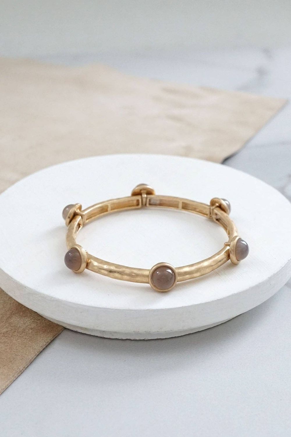 Jeweled Golden Bangle with semi precious stone dots, Color: Shiny Gold - Black