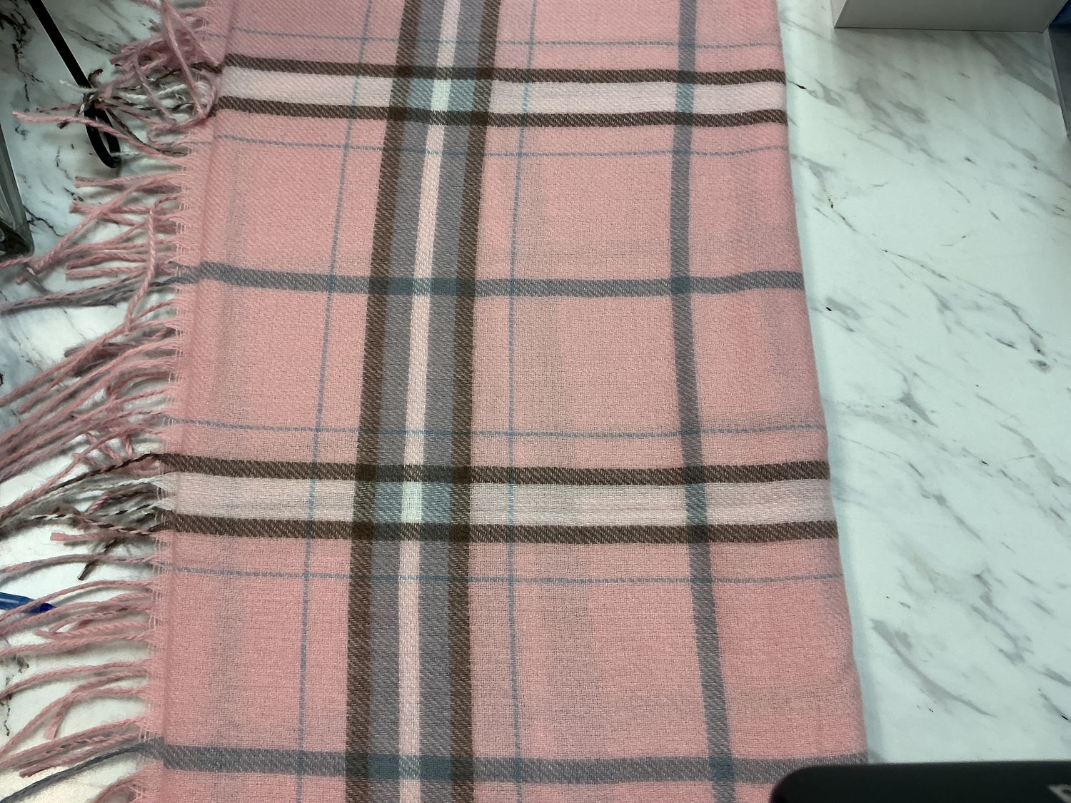 Pink Grey Plaid Scarf