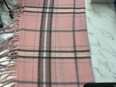 Pink Grey Plaid Scarf