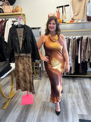 Cowl Neck Maxi Halter Dress