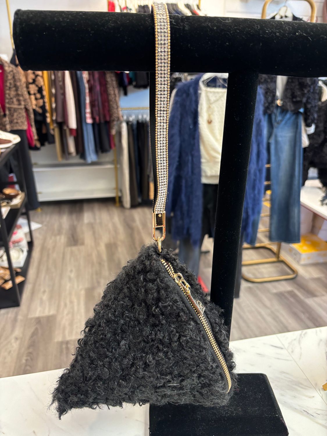 Faux Sterling Wristlet, Color: Black