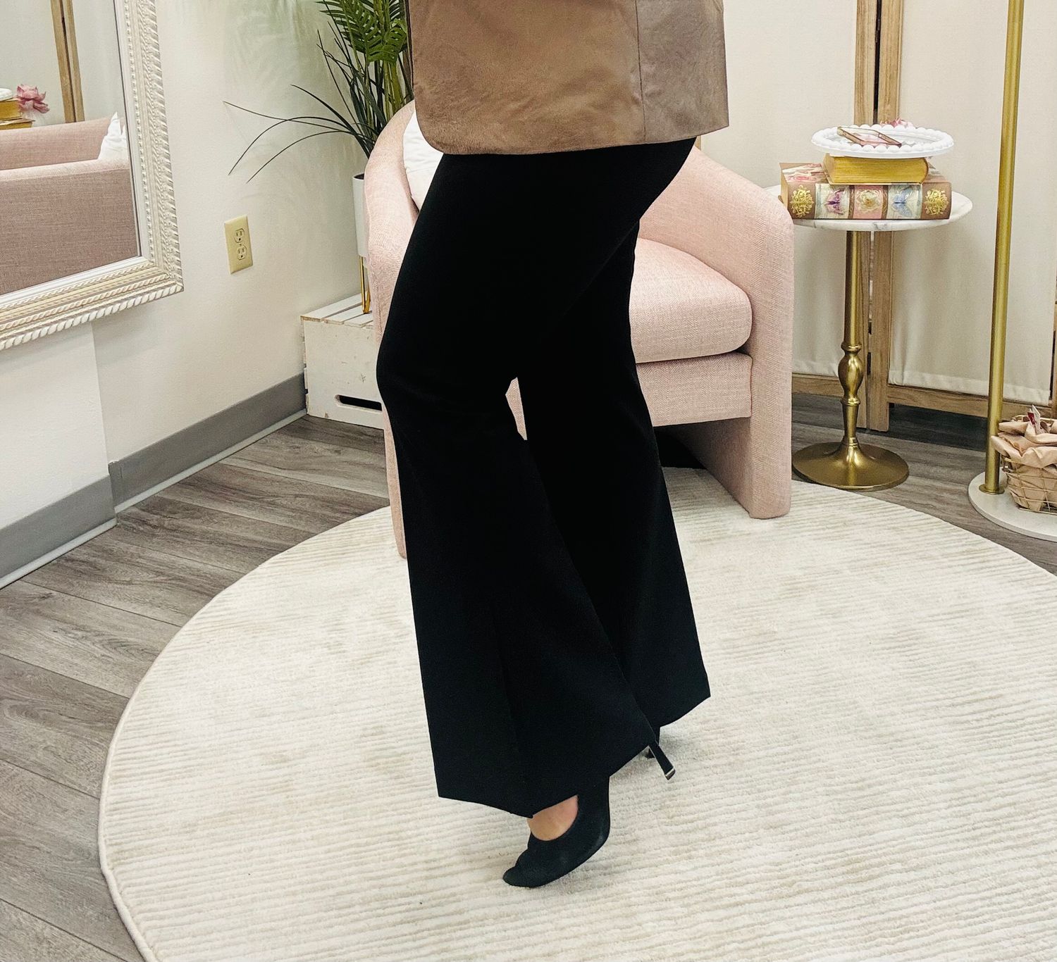 Black Ponte  Dress Pants with Slit, Size: 6