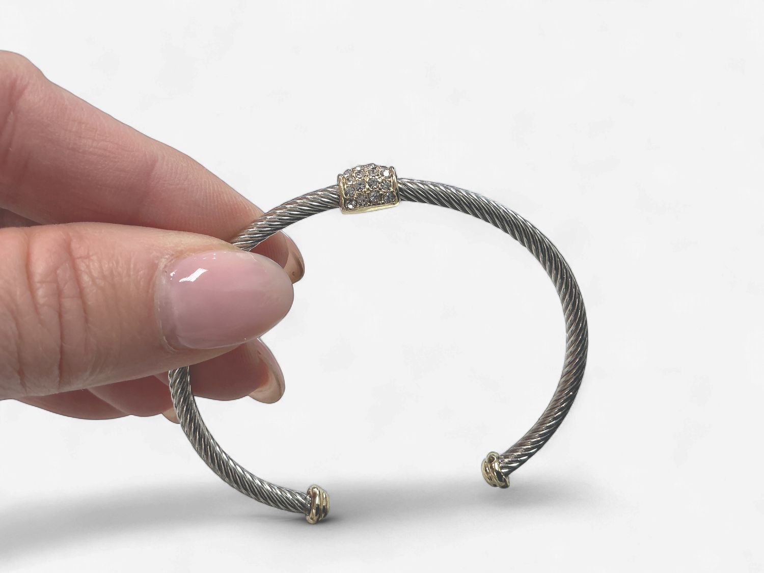 Domed Pave Bracelet, Color: Silver