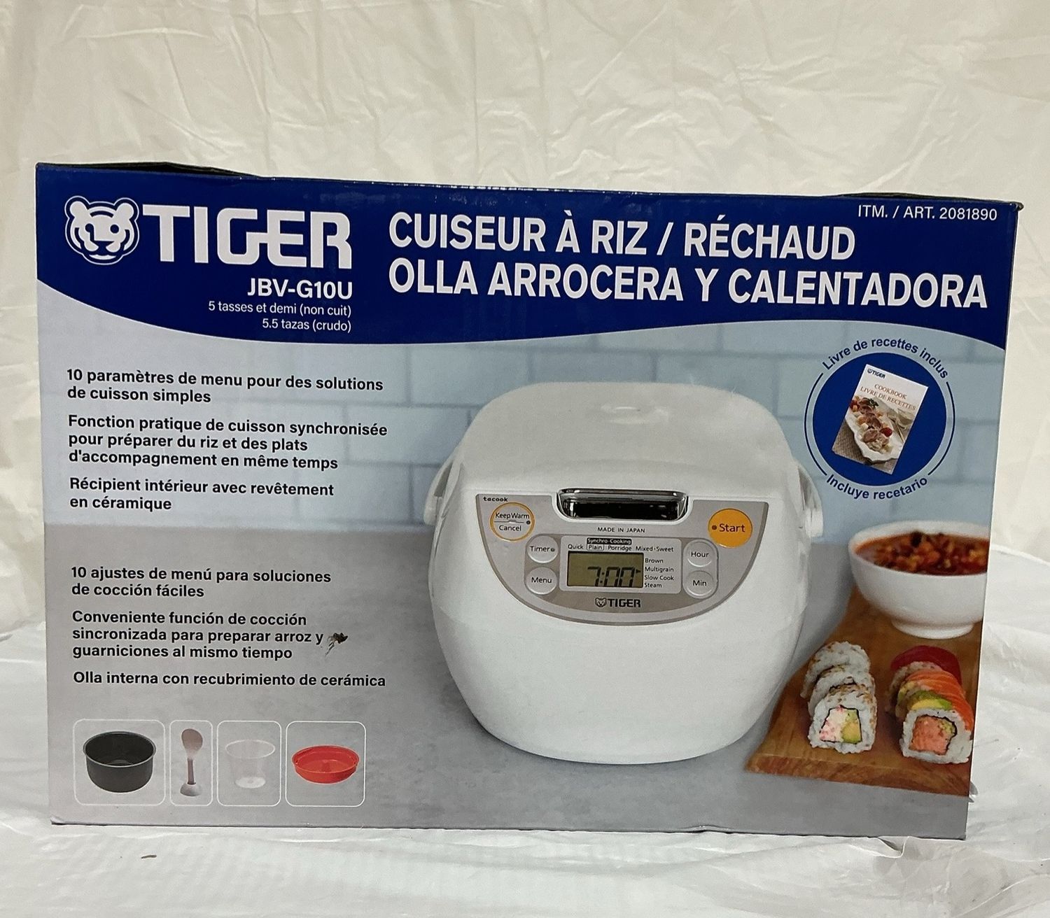 Tiger JBV-G10U Rice Cooker &amp; Warmer – 5.5 Cup – Multi-Menu 