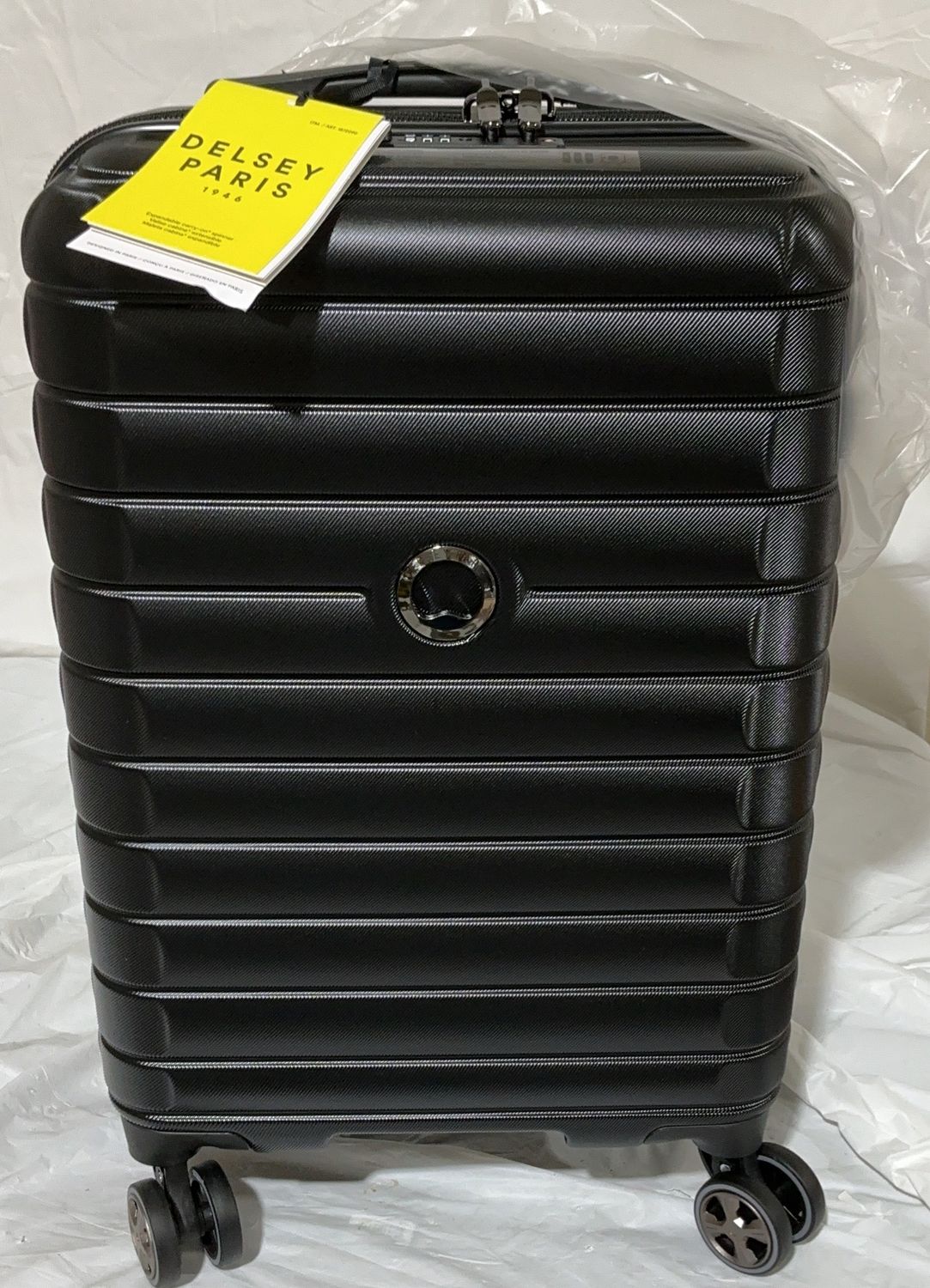 Delsey Paris Expandable Carry-On Luggage – Hard Shell Spinner – Black – TSA Lock