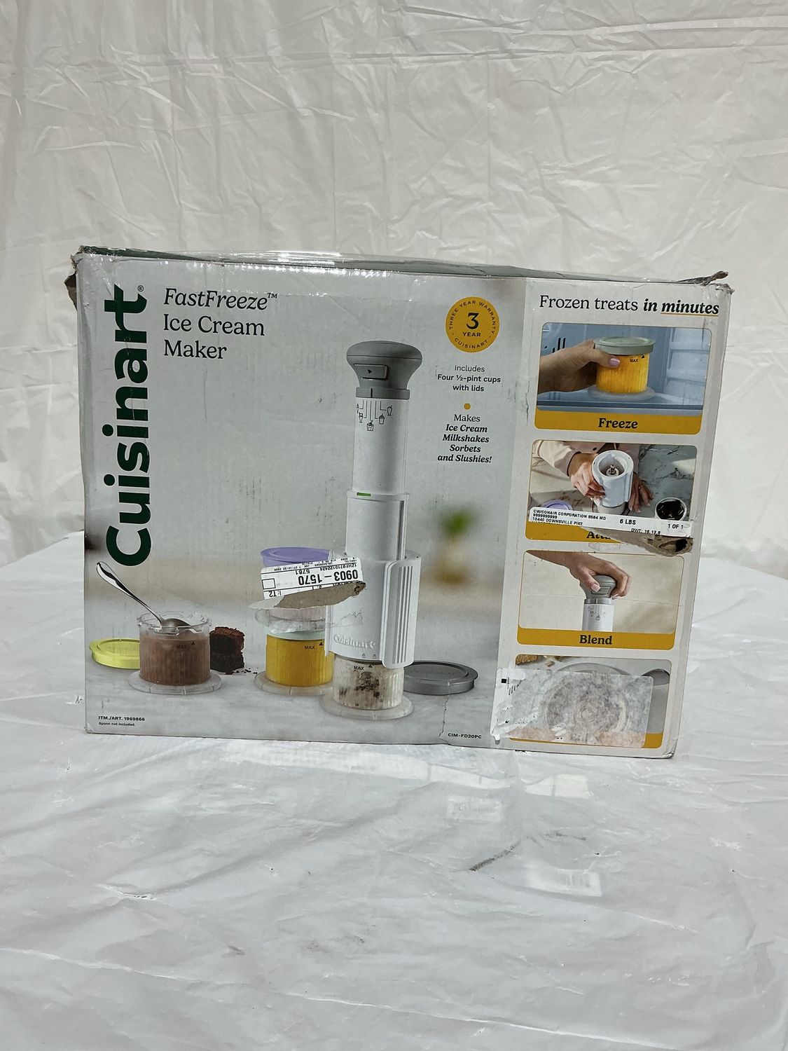 Cuisinart Fast Freeze Ice Cream Maker – like new – Makes Ice Cream, Sorbet &amp; Milkshakes