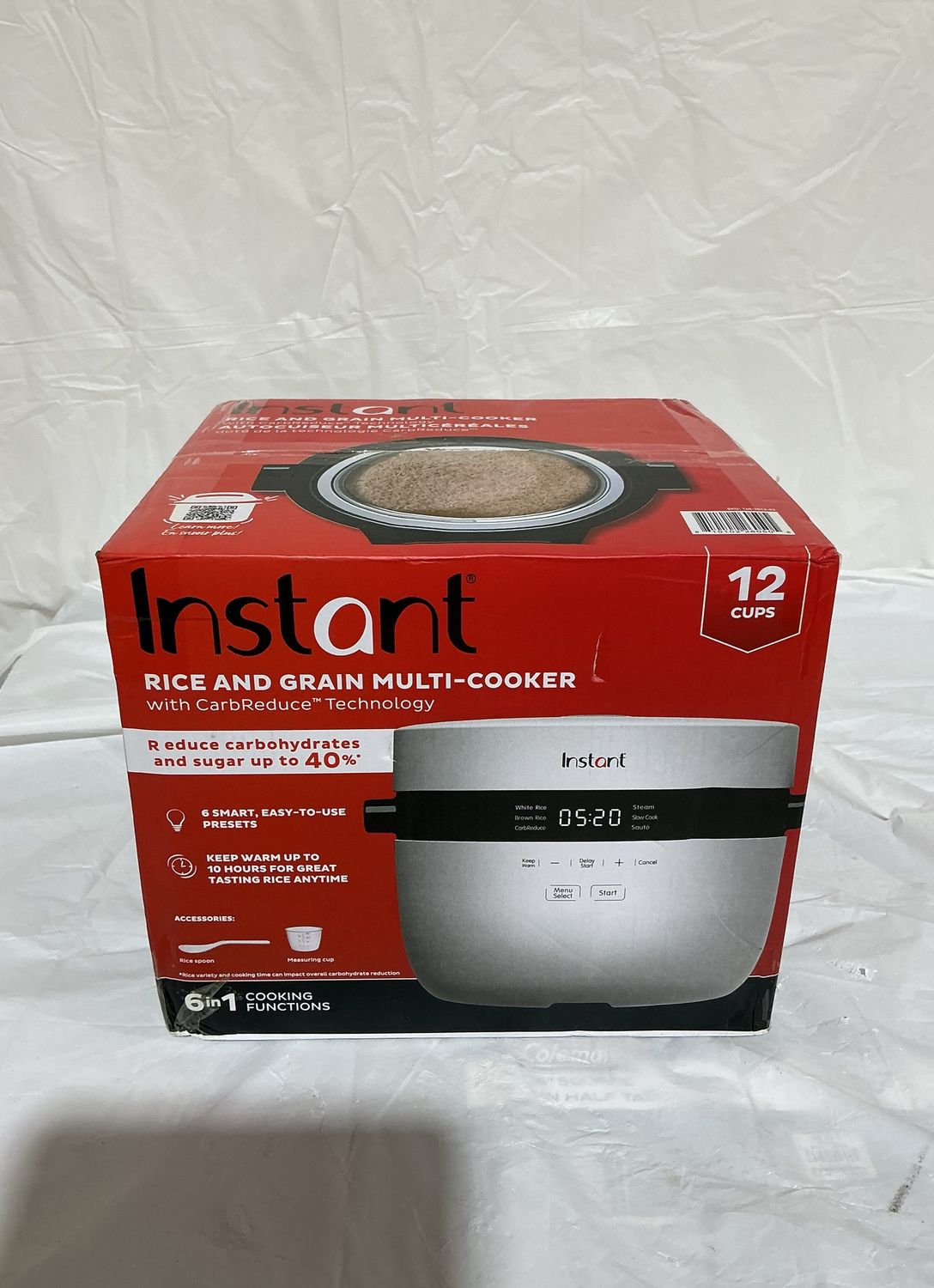 Instant 12-Cup Rice &amp; Grain Multi-Cooker with CarbReduce Technology – 6-in-1 – 