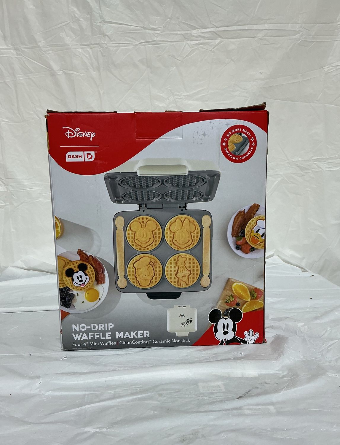 Disney Dash No-Drip Mini Waffle Maker – Makes 4 Character Waffles – Nonstick