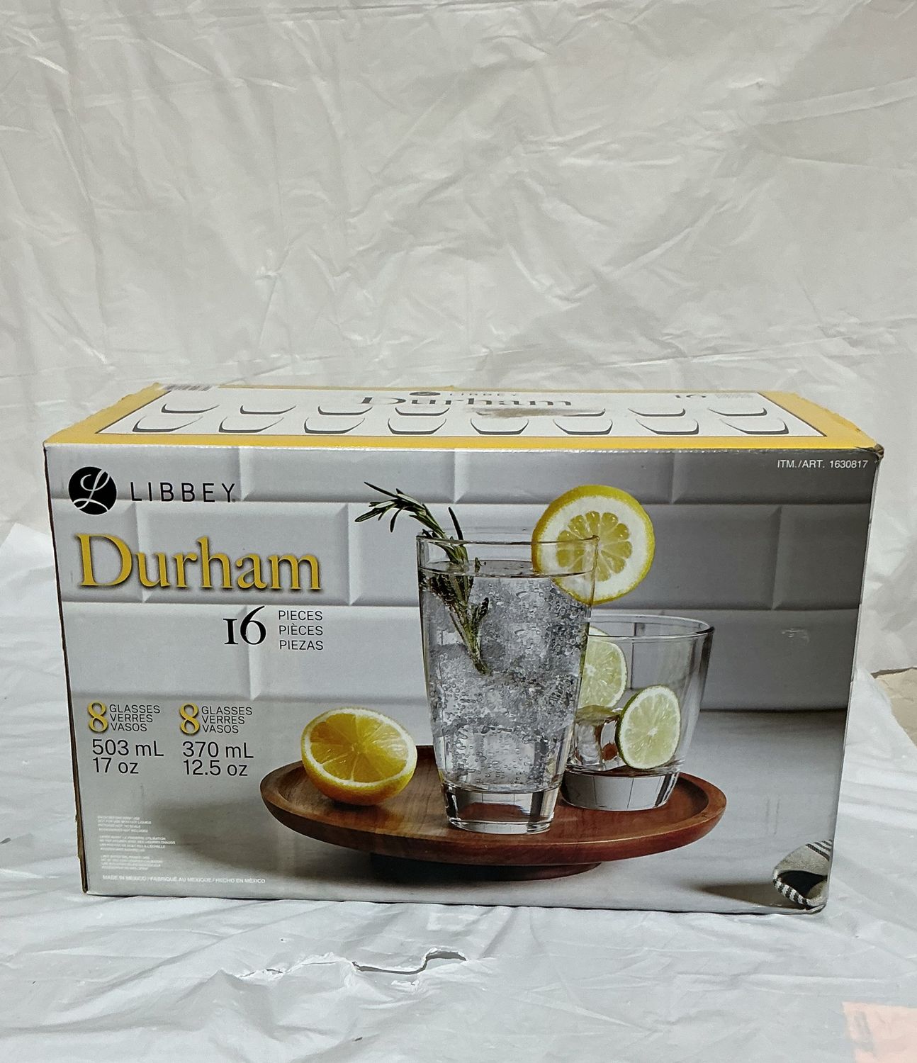 Libbey Durham 16-Piece Glassware Set – 8 Highball &amp; 8 Double Old Fashioned Glasses used good condition