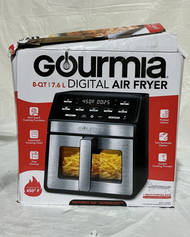 Gourmia 8-Qt Digital Air Fryer – FryForce 360° Technology (450°F) like new